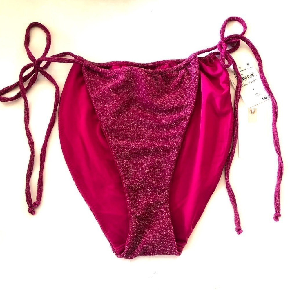 GOOD AMERICAN Woman’s 
Sparkle Tiny Ties metallic bikini Bottom Size 5/2X
